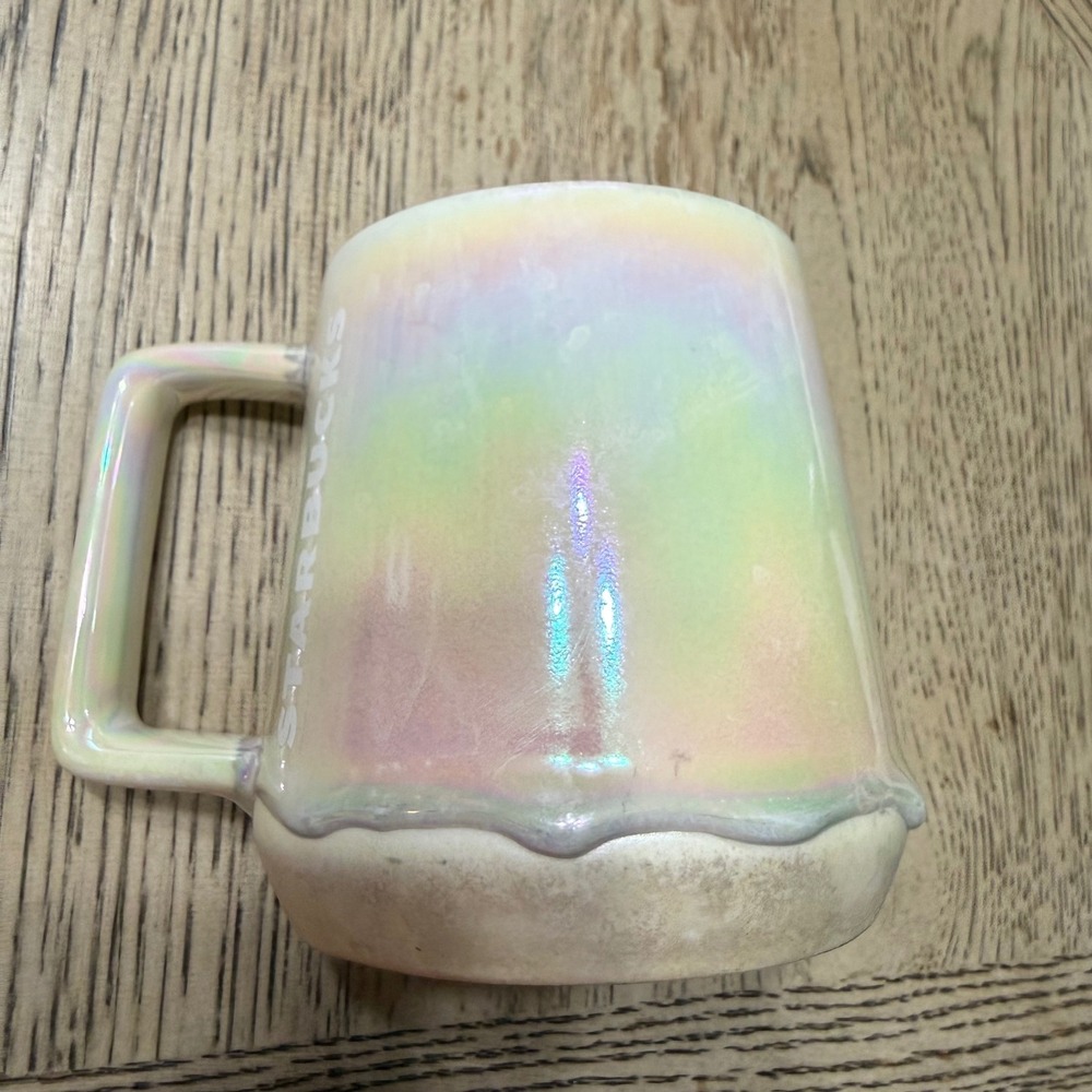 Starbucks 2019 Holiday Iridescent Pearl‎ Drip ceramic mug Unicorn Rainbow